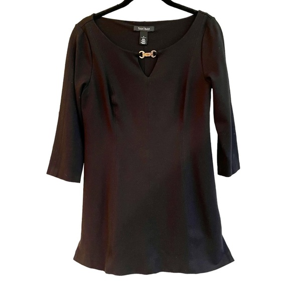 WHITE HOUSE|BLACK MARKET, BLACK FITTED, MINI DRESS. 3/4 SLEEVE. SIZE S - Picture 1 of 7
